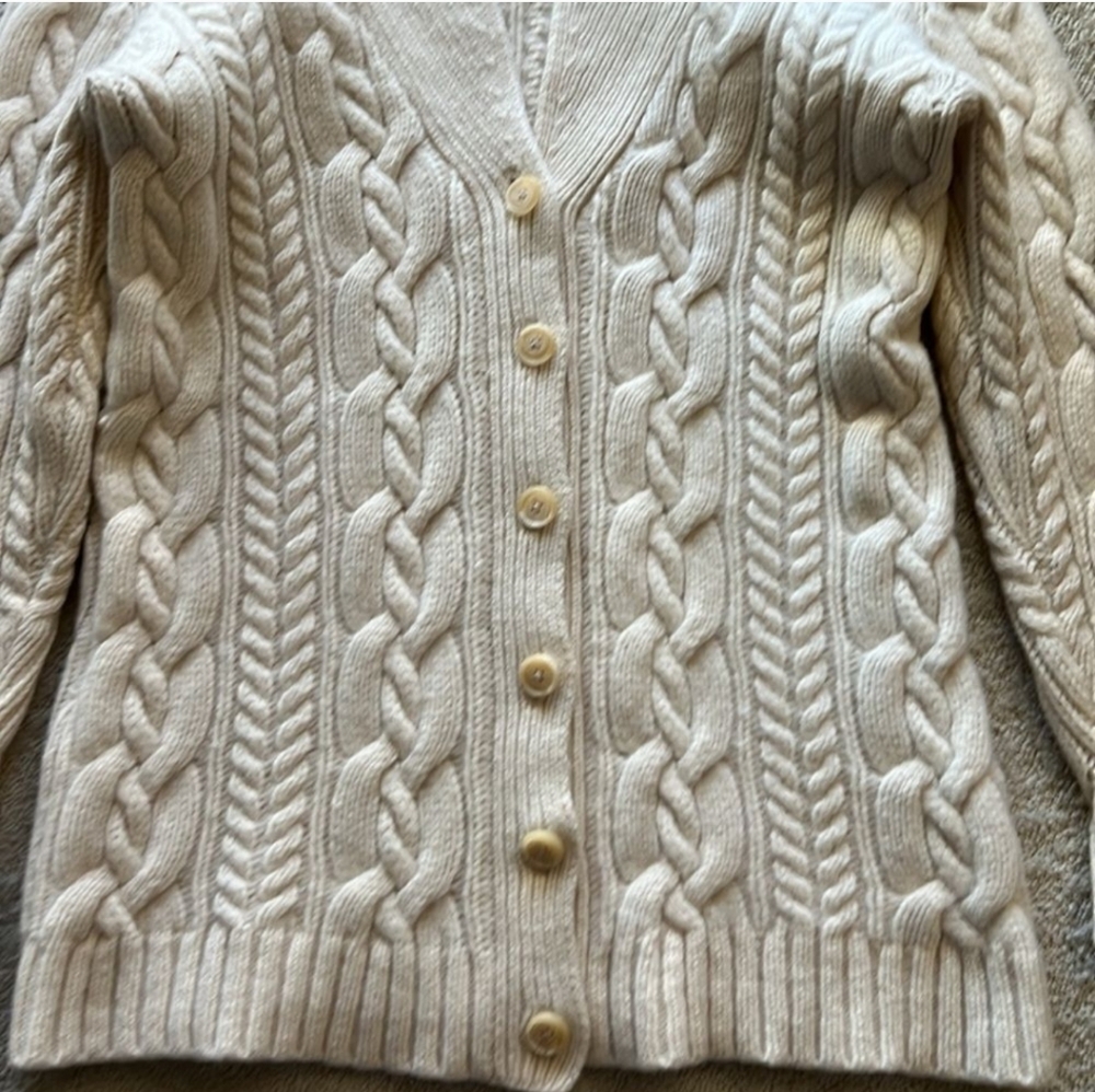 Womens Lands End Fisherman Sweater - Picture 2 of 9